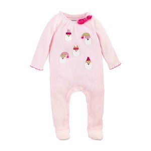 Mud Pie Baby Girls' Christmas Holiday Pom Pom Santa Baby Sleeper / Sleep